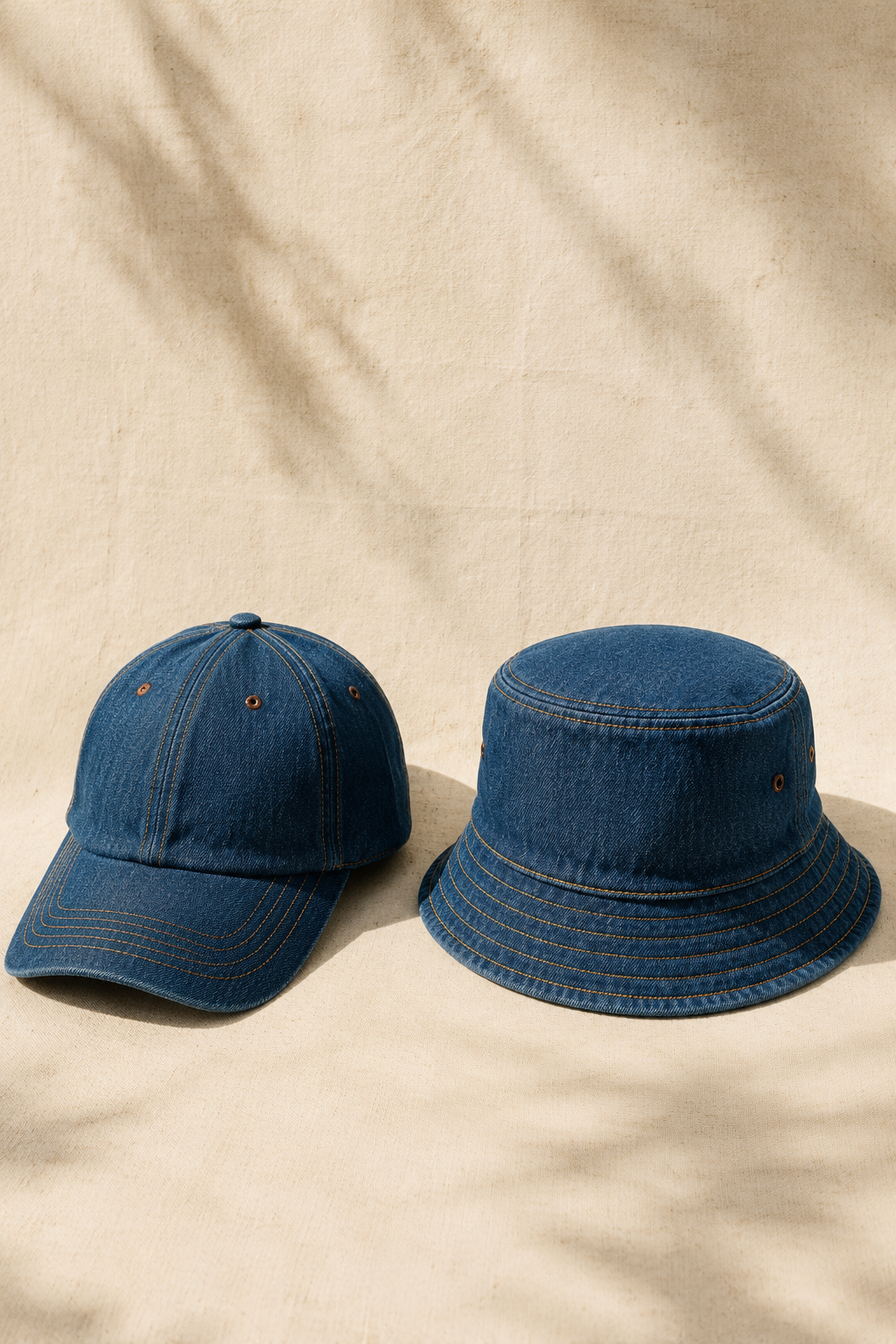 Denim Hat Pair — Two crowns, one set.